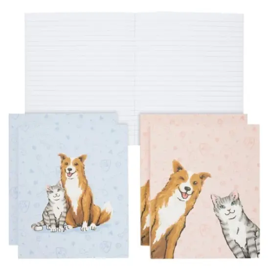 Paper Junkie 4 Pack Cat and Dog Veterinarian Journal with Paw Prints, Lined Pink/Blue Notebooks for Veterinary Gifts, 6.75 x 8.25 In image {8}