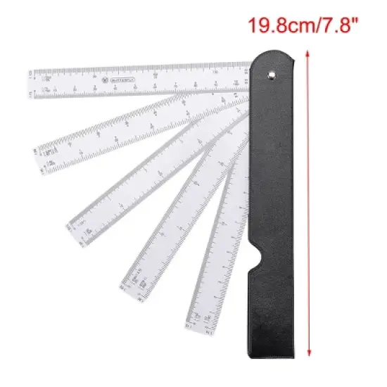 Unique Bargains Plastic Foldable Multifunctional Fan Design Metric Scale Ruler image {1}