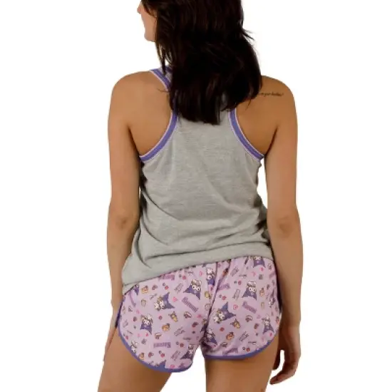 Kuromi Milkshake Women's Racer Back Tank Top & Dolphin Lounge Shorts Sleepwear Set image {2}