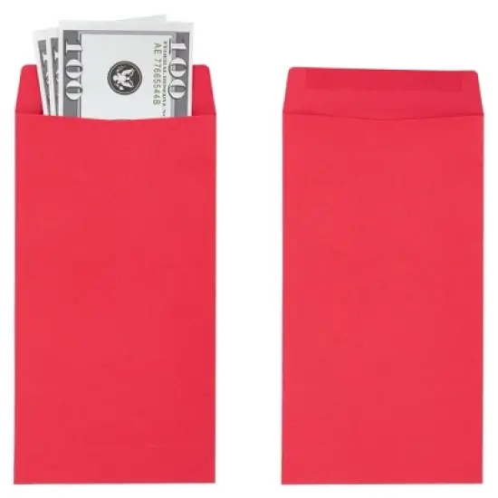 Okuna Outpost 100 Pack Red Money Envelopes for Cash, Coins, Saving, Budgeting (Small, 3.5x6.5in) image {5}