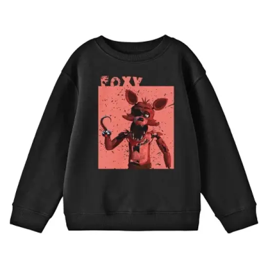 Five Nights At Freddy's Foxy In A Red Box Youth Black Crew Neck Sweatshirt image {2}