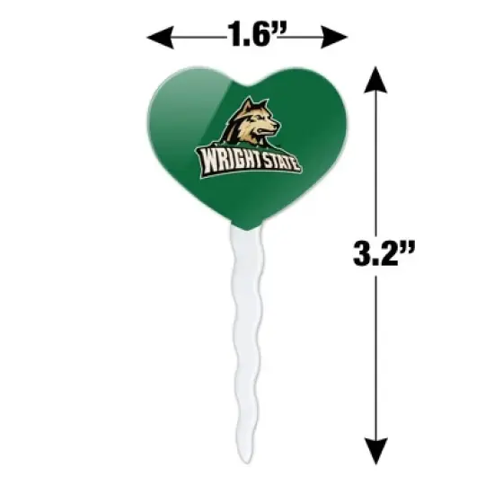 NCAA Wright State Primary Logo Heart Love Cupcake Picks Toppers Decoration Set of 6 image {5}