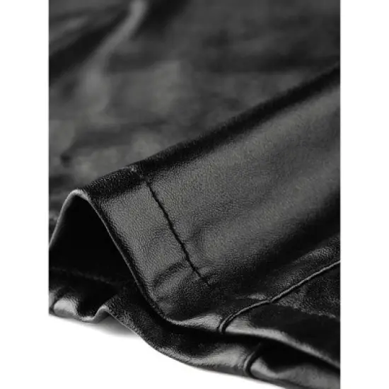 Allegra K Women's Lace Trim Party Faux Leather PU Tank Top image {5}