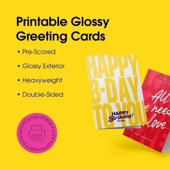 PPD Glossy Printable Greeting Cards with Envelopes 5.5x8.5" 10 sheets 240 gsm for Inkjet Printers image {6}