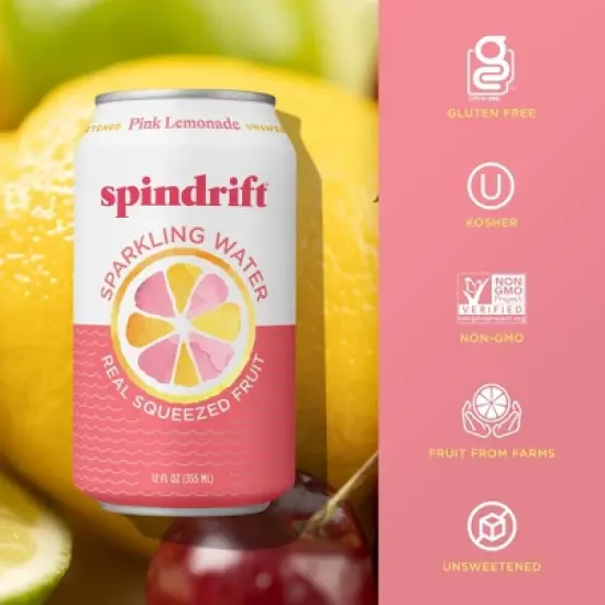 Spindrift Pink Lemonade Sparkling Water - 8pk/12 fl oz Cans image {2}