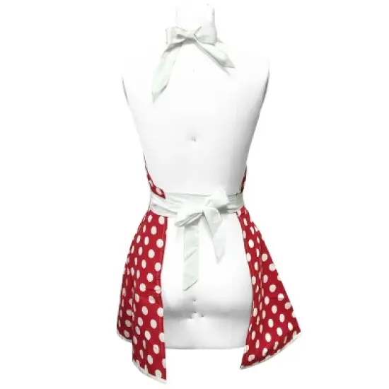 Wrapables Adjustable Flirty Hostess Apron, Red Polka Dots image {3}