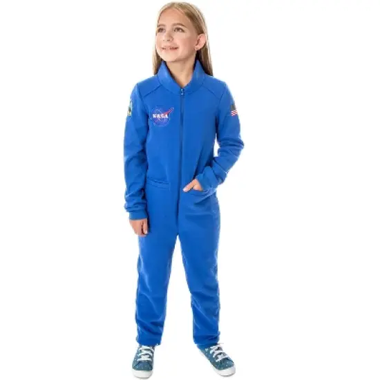 NASA Girls' Meatball Space Suit Astronaut Costume One Piece Pajama Union Suit Blue image {5}