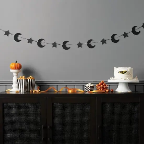 70" Simple Moons and Stars Icon Decorative Wall Garland Black - Hyde and EEK! Boutique&trade; image {1}