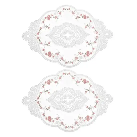 Unique Bargains Polyester Flexible Embroidery Vintage Pattern Washable Table Place Mats 2 Pcs image {6}