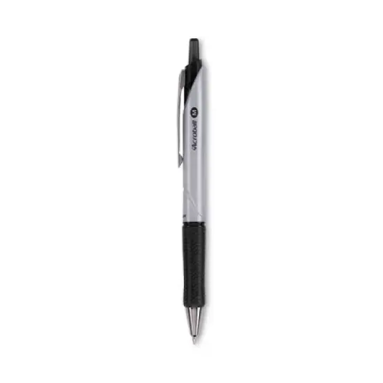 Pilot Acroball Pro Advanced Ink Hybrid Gel Pen, Retractable, Medium 1 mm, Black Ink, Silver/Black Barrel, Dozen image {5}