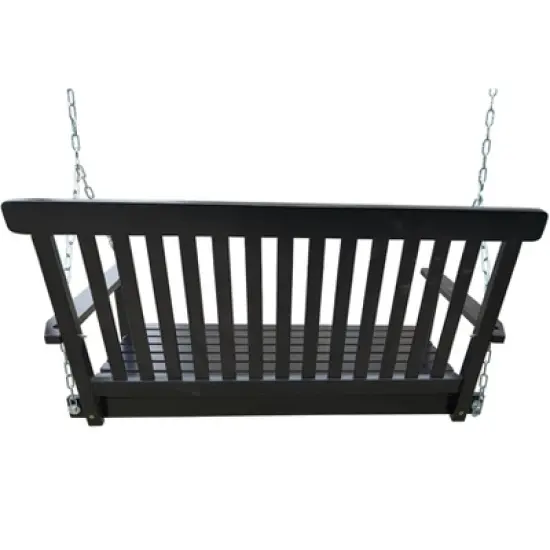 MOEPISY Front Porch Swing With Armrests, Wood Bench Swing With Hanging Chains image {2}