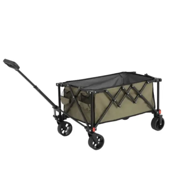 FATMOON Folding Wagon Cart with All Terrain Wheels & Adjustable Handle,360&deg; Smooth Mobility,Foldable Design for Camping,Shopping,Sports,Outdoor image {5}