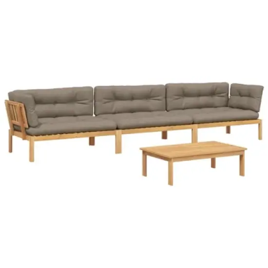 vidaXL Pallet Sofa Set Taupe Solid acacia wood Medium image {12}