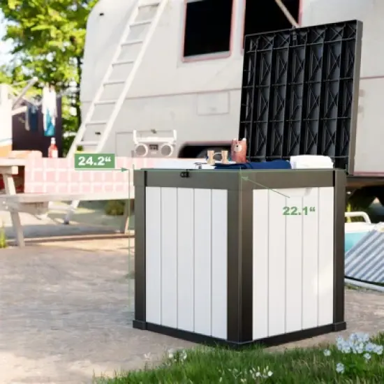 50 Gallon Resin Deck Box, Lockable Waterproof Ourdoor Storage Container for Pool Accessories, Patio and Garden Tools image {1}