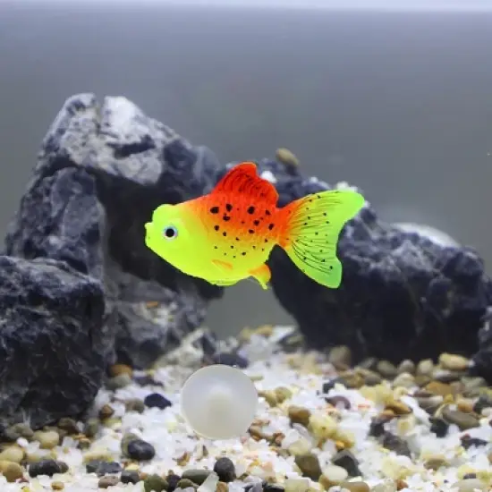 Unique Bargains Aquarium Glowing Artificial Golden Fish Ornament with Suction Cup Yellow Red 1 Pc image {4}