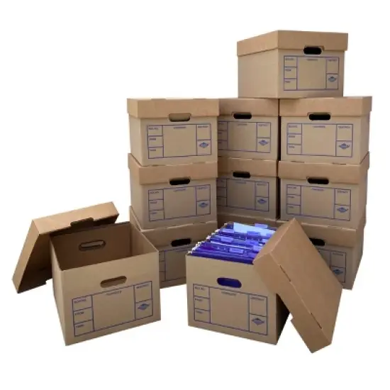 UBMOVE File Boxes 200# Strength, Small, 15 x 12 x 10 Inches, 12 Pack image {5}