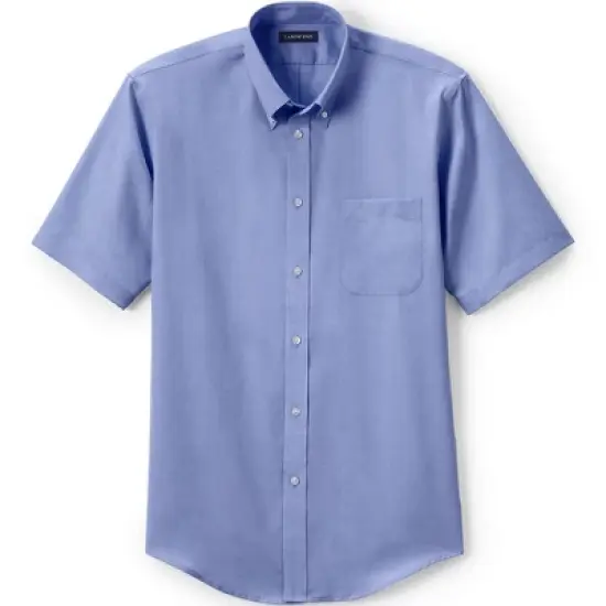 Lands' End School Uniform Men's Short Sleeve No Iron Pinpoint Dress Shirt image {4}
