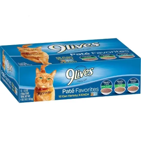 9Lives Pat&eacute; Favorites Chicken & Tuna Wet Cat Food - 5.5oz/12ct Variety Pack image {2}