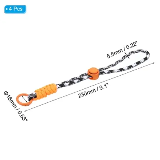 Unique Bargains Adjustable Hanging Braided Strap with Spring Ring Paracord Lanyard Keychains 4 Pcs image {1}