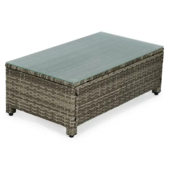 4pc Wicker Patio Sectional Seating Set - Blue - EDYO LIVING image {6}