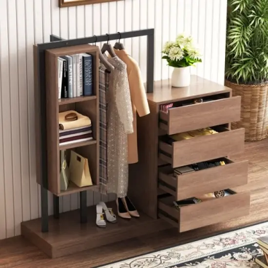Bella Depot Dressers Wardrobe  with 4 Drawers and 3 Shelves image {2}