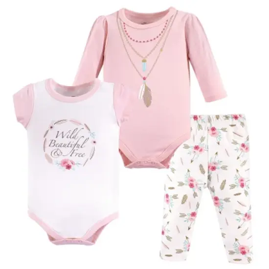 Little Treasure Baby Girl Cotton Bodysuit and Pant Set, Boho image {2}
