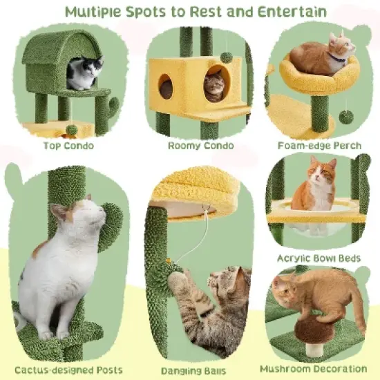 Yaheetech 68.5inch Oasis-themed Cat Tree Cat Tower, Green image {3}