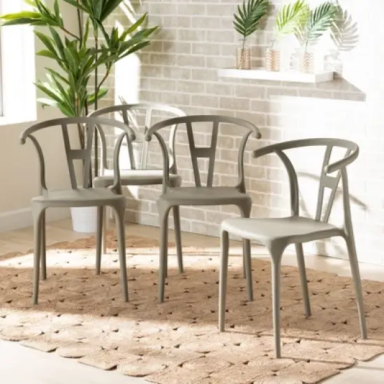 4pc Warner Plastic Dining Chair Set - Baxton Studio image {5}