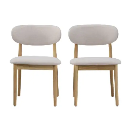 Christopher Knight Home Bulwarth Mid-Century Modern Rubberwood Upholstered Dining Chair with Curved Back (Set of 2) image {4}
