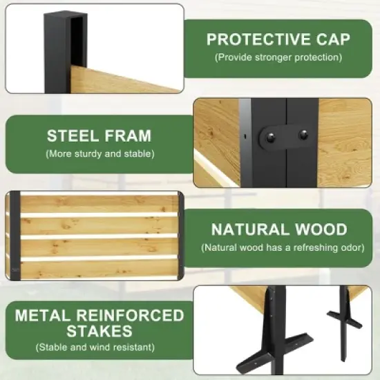 Gulches Wood Privacy Screen, Outdoor Privacy Walls, Privacy Wood Fence for Pool Equipment Enclosure, Trash Can Enclosures, Air Conditioner Fence image {3}