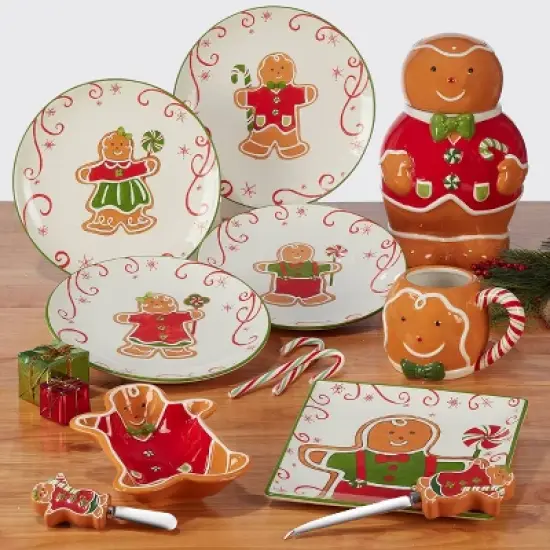 72oz Earthenware Holiday Magic Gingerbread 3-D Cookie Jar - Certified International image {1}