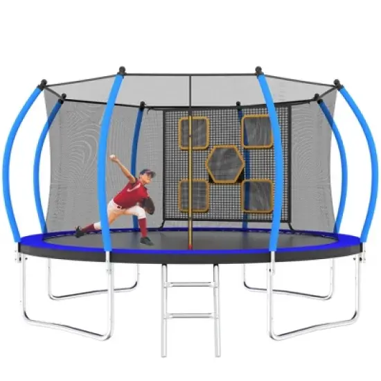 APRILSOUL 14FT Trampoline with Enclosure Recreational Trampolines with Ladder, ASTM Approval Outdoor Trampoline for Kids image {8}