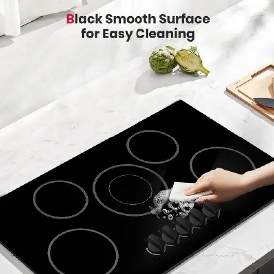 GASLAND CH90BS 36 Inches 5 Burners Built-in Ceramic Electric Cooktop, 240 V 8200 W, ETL Certified, Knob Control image {2}