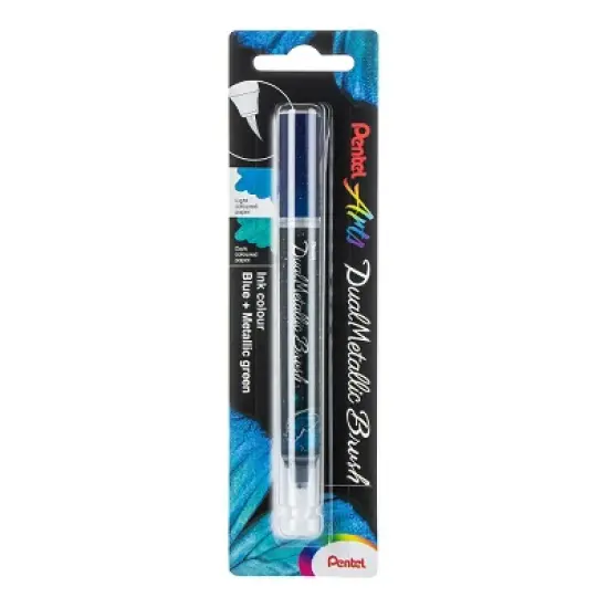 Pentel Arts DualMetallic Brush, Blue/Metallic Green Ink image {2}