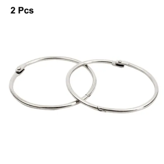 Unique Bargains 3" Inner Diameter Looseleaf Binder Rings for Scrapbooking Book 2 Pcs Silver Tone image {1}