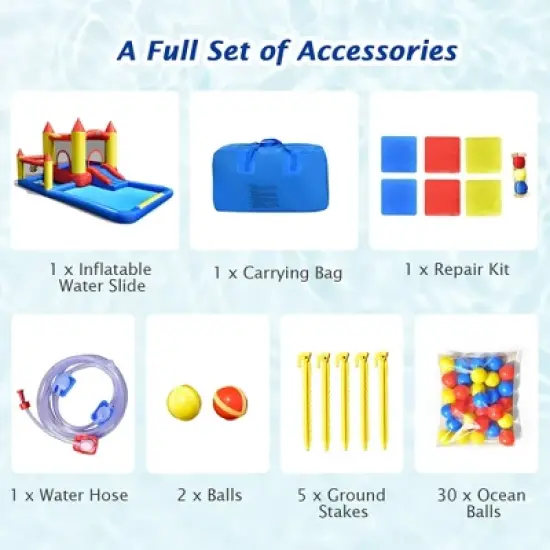 Costway Inflatable Water Slide Castle Kids Bounce House Indoor & Outdoor without Blower image {8}