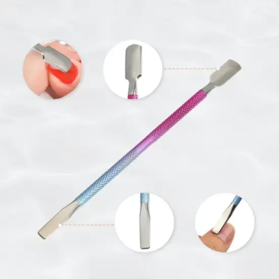 Unique Bargains Stainless Steel Double Head Cuticle Pusher Set Rose Red Blue 3Pcs image {1}