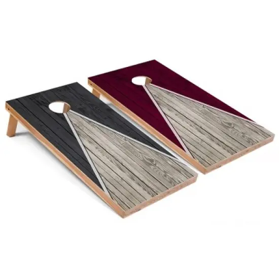 Skip's Garage Dark Grey and Maroon Pyramid Cornhole Board Set, Includes 2 Boards, 8 Bags image {6}