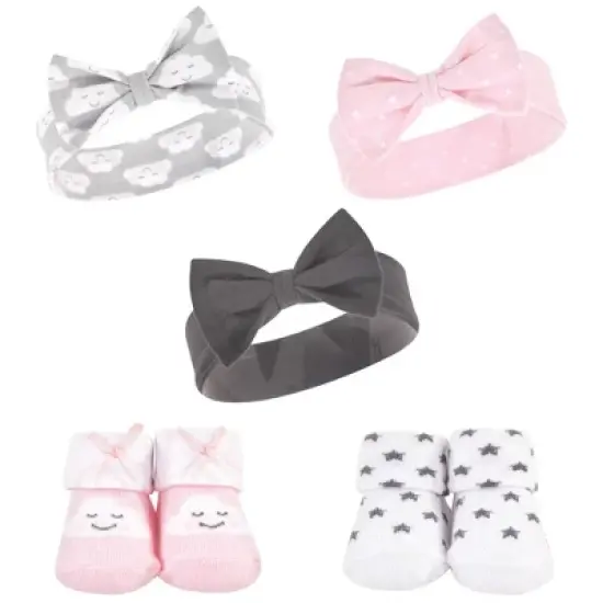 Hudson Baby Infant Girl 10Pc Headband and Socks Set, Cloud, 0-9 Months image {1}