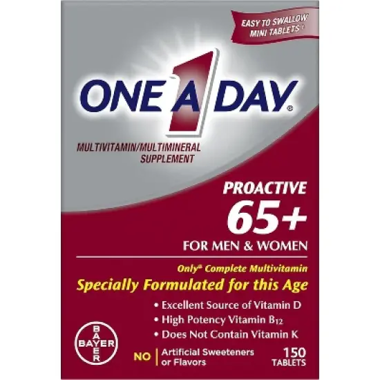 One A Day Proactive 65+ Multivitamin for Men & Women, 150 Ct &ndash; with A, C, D, Zinc, Calcium, Folic Acid for Bone & Cell Health image {7}