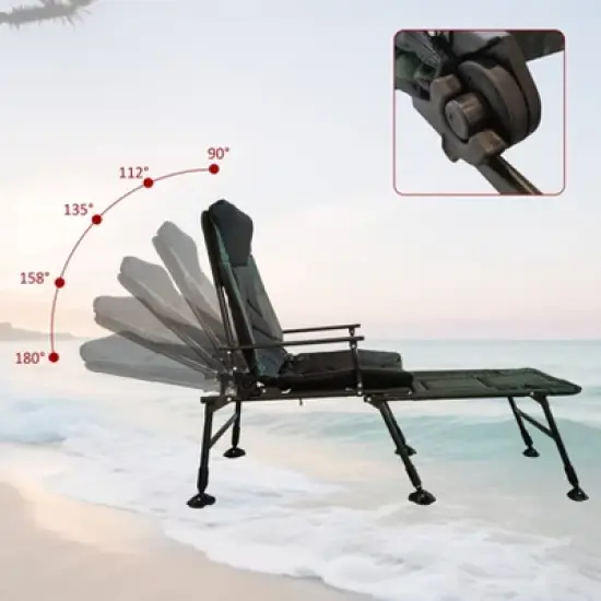 Camping Lounge Chair, Portable Folding Reclining Camping Chair with Adjustable Backrest for Indoor & Outdoor Camping Beach Hiking Fishing - ModernLuxe image {3}