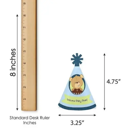 Big Dot of Happiness Baby Boy Teddy Bear - Mini Cone Baby Shower Party Hats - Small Little Party Hats - Set of 8 image {4}