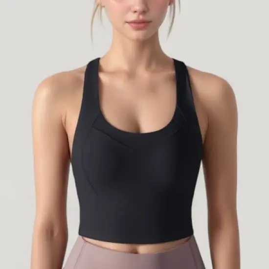 Anna-Kaci Active Women's Athletic Crop Tank Top with Cross Back Straps and Scoop Neckline image {7}