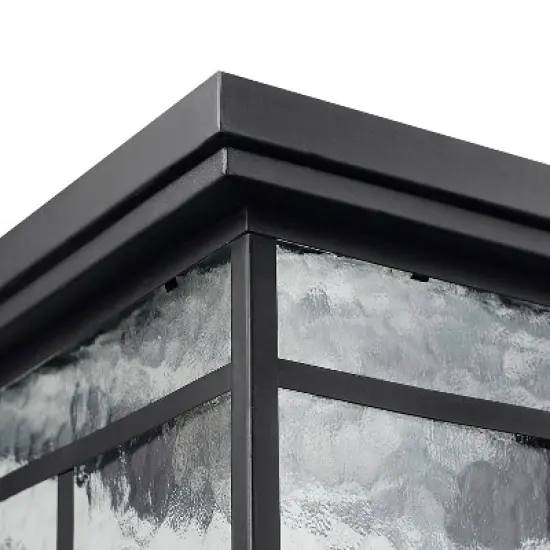 Globe Electric 2-Light Outdoor Flush Mount Ceiling Light with Clear Watered Glass Shade Bronze image {1}