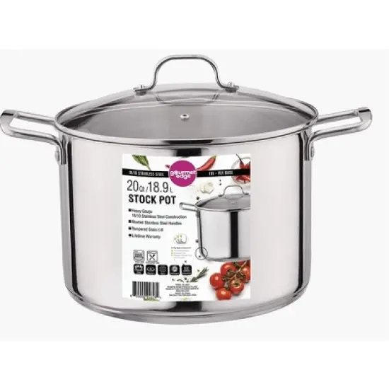 Gourmet Edge Stock Pot Stainless Steel Cooking Pot with Lid, Silver image {11}