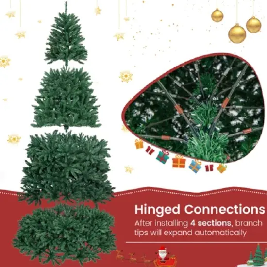 Costway 9 FT Hinged Christmas Tree Unlit Artificial Xmas Decoration w/ 3594 Branch Tips image {7}