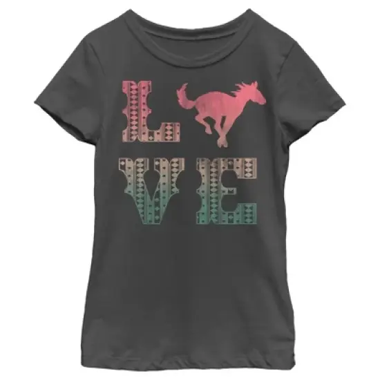 Girl's Lost Gods Horse Retro Love Text T-Shirt image {3}