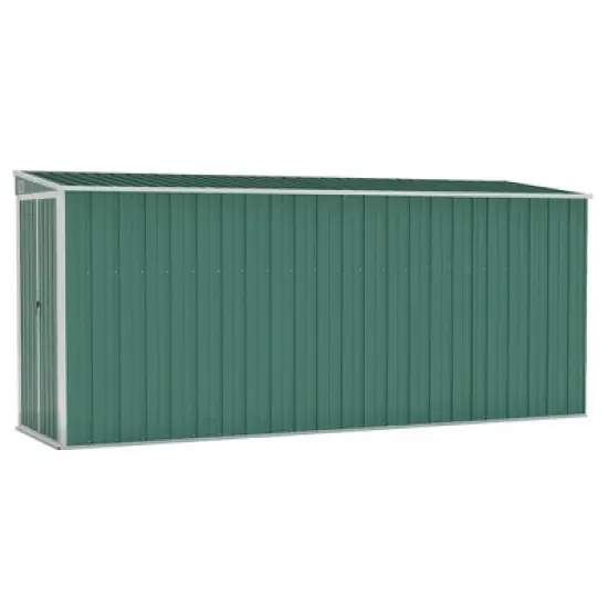 vidaXL Storage Shed Wall-mounted Garden Shed for Backyard Galvanized Steel - Green 46.5" x 150.4" x 70.1" image {10}