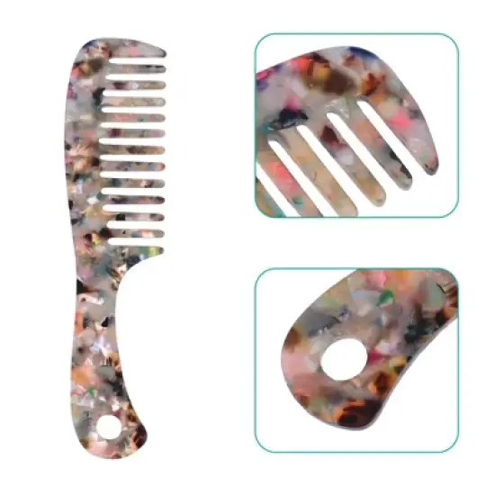 Unique Bargains Anti-Static Hair Comb Wide Tooth for Thick Curly Hair Hair Care Detangling Comb For Wet and Dry Multicolor 1 Pcs image {2}