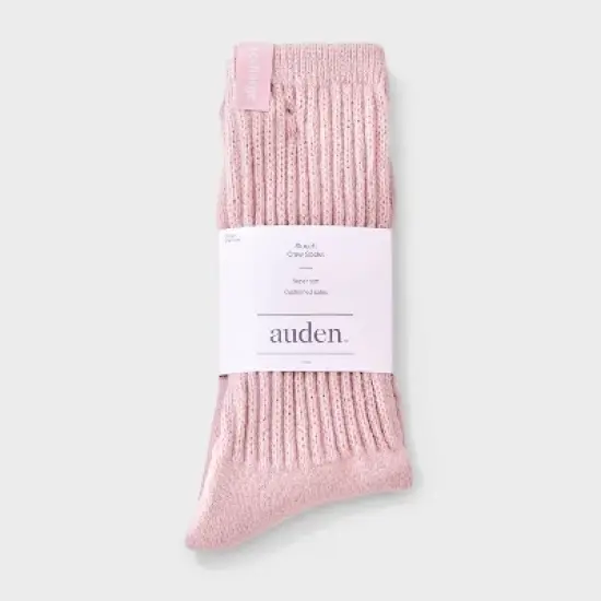 Women's Ultra Soft Ribbed Cushioned Slouch Crew Socks with Woven label - Auden&trade; 4-10 image {1}